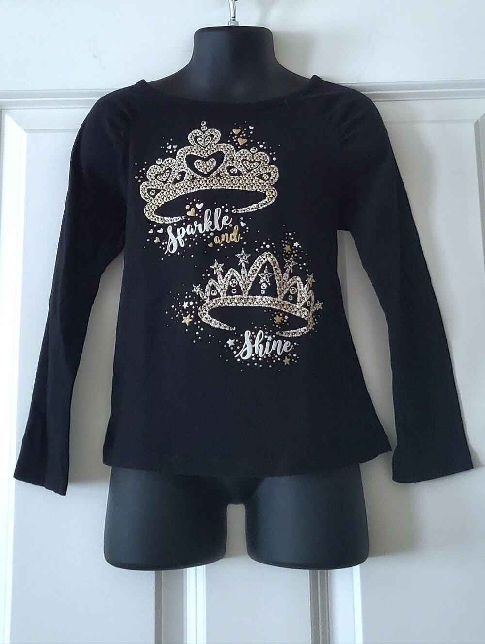 Epic Threads Girls Long Sleeve "Sparkle And Shine" Puff Print Graphic Tee